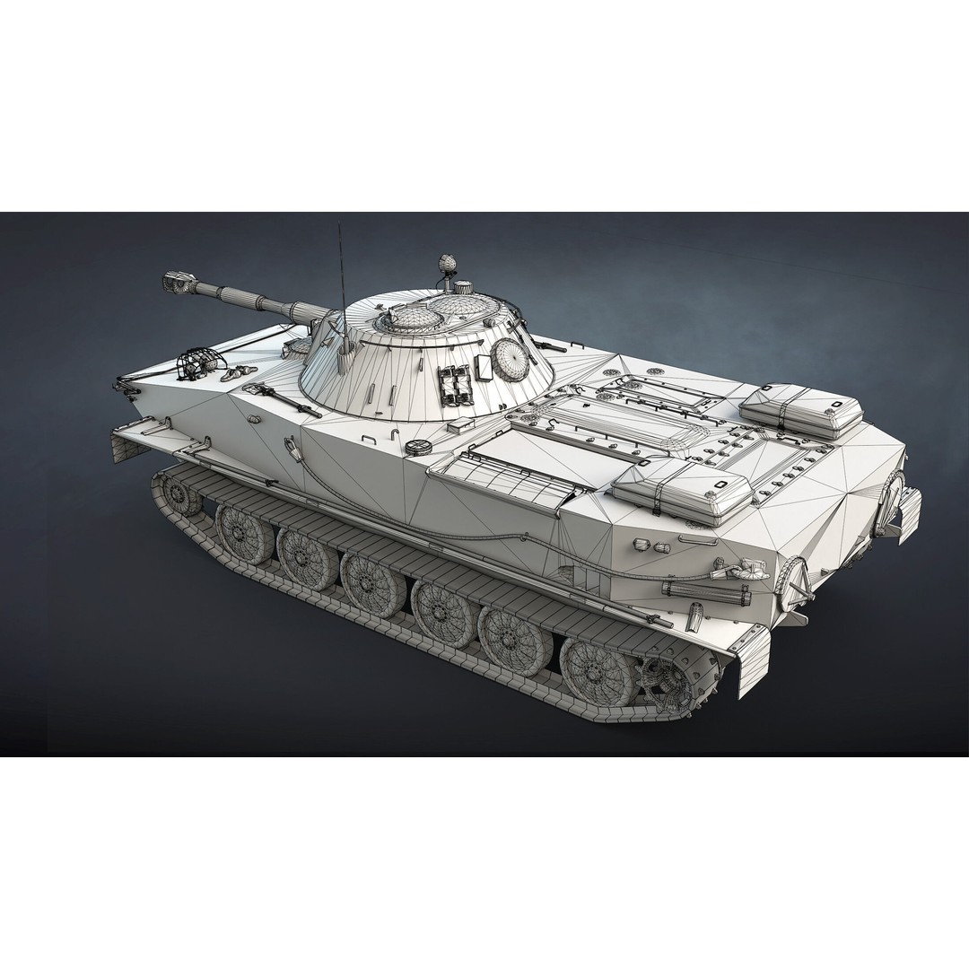 PT-76B Tank & BTR-50PK 3D Model – Low Poly Game Ready Military Vehicles - View 16