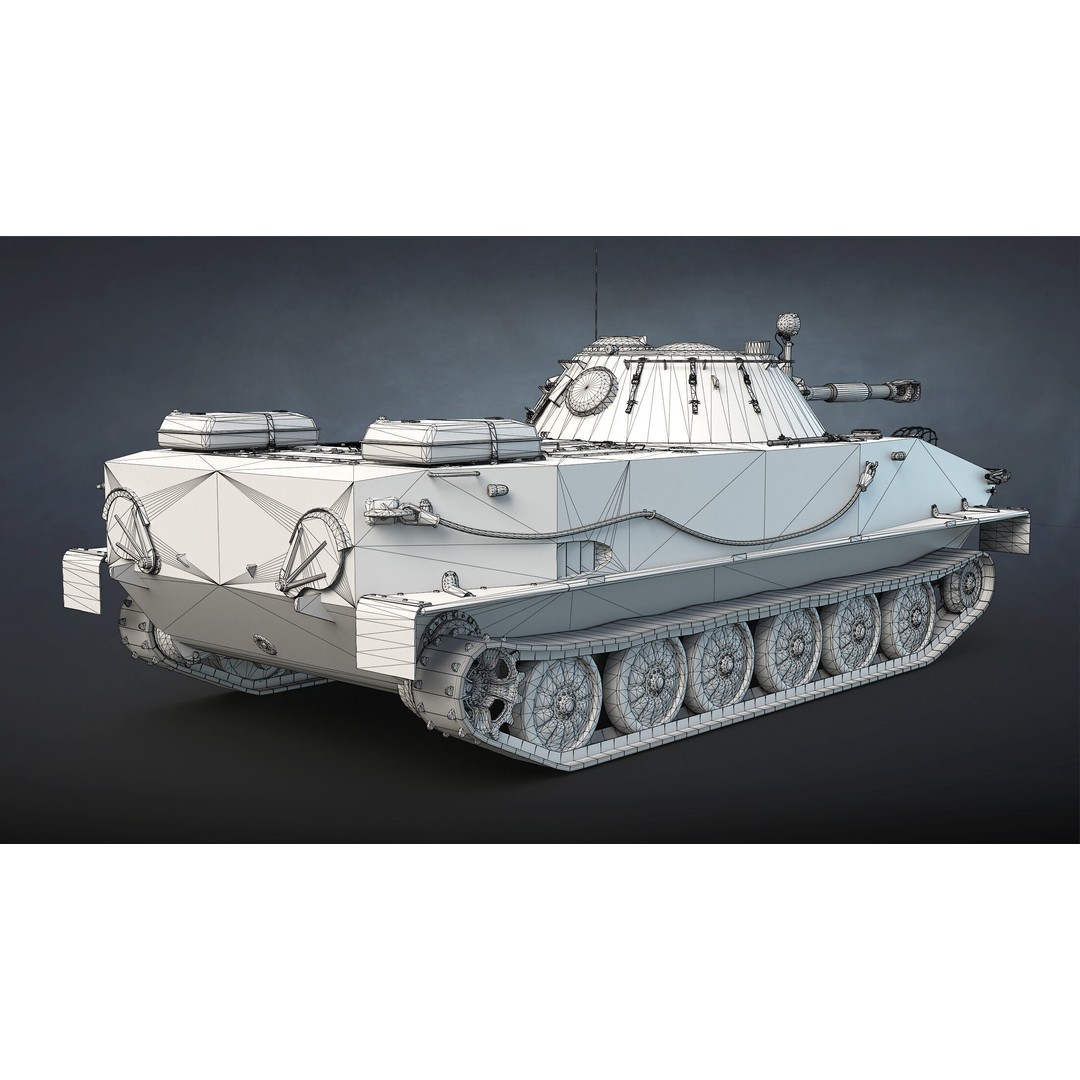 PT-76B Tank & BTR-50PK 3D Model – Low Poly Game Ready Military Vehicles - View 17