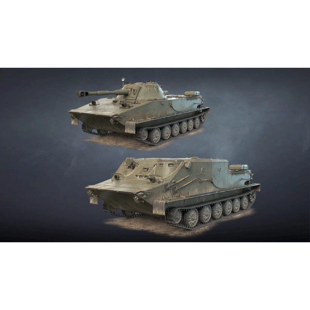 PT-76B Tank & BTR-50PK 3D Model – Low Poly Game Ready Military Vehicles - View 2