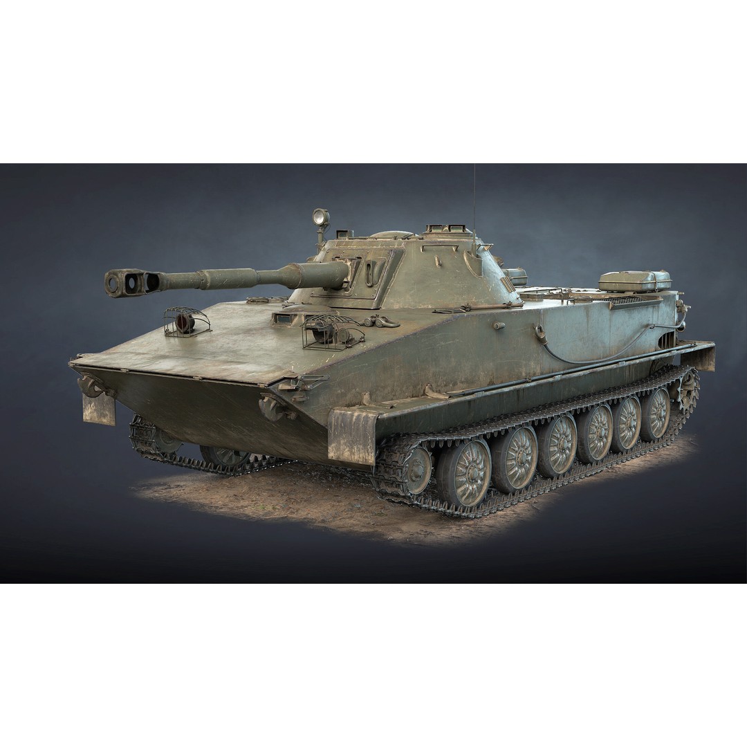 PT-76B Tank & BTR-50PK 3D Model – Low Poly Game Ready Military Vehicles - View 3