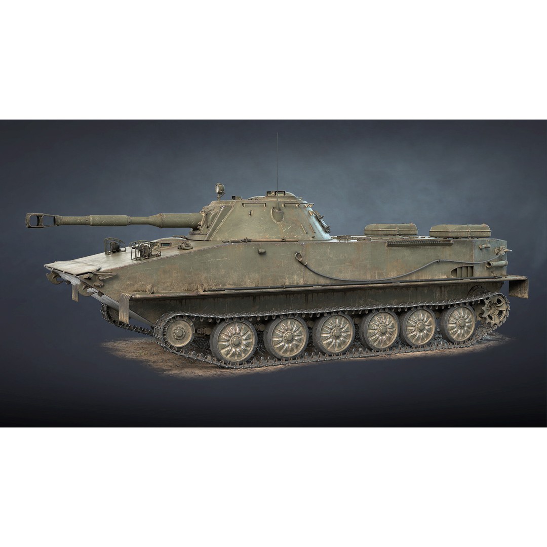 PT-76B Tank & BTR-50PK 3D Model – Low Poly Game Ready Military Vehicles - View 4