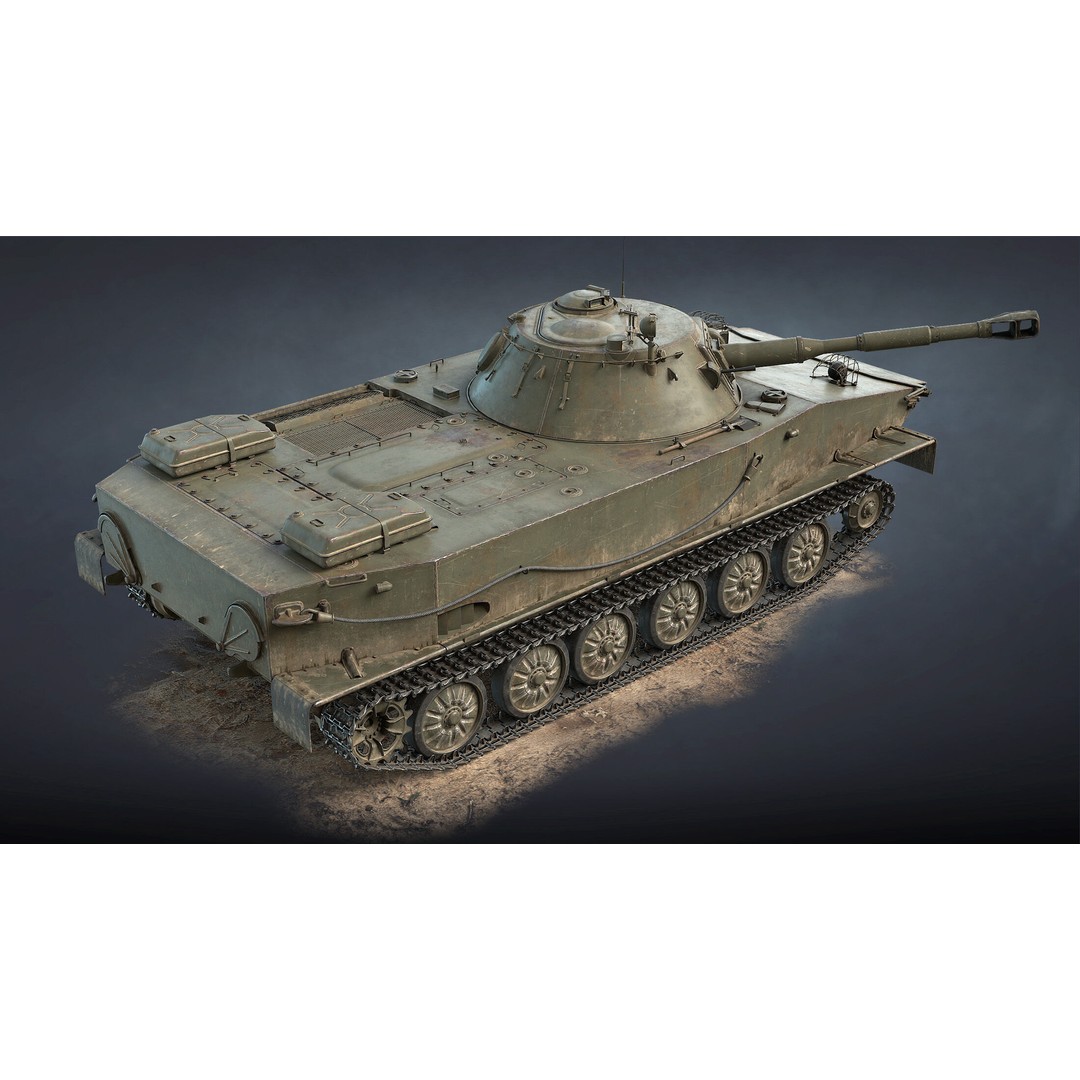 PT-76B Tank & BTR-50PK 3D Model – Low Poly Game Ready Military Vehicles - View 6