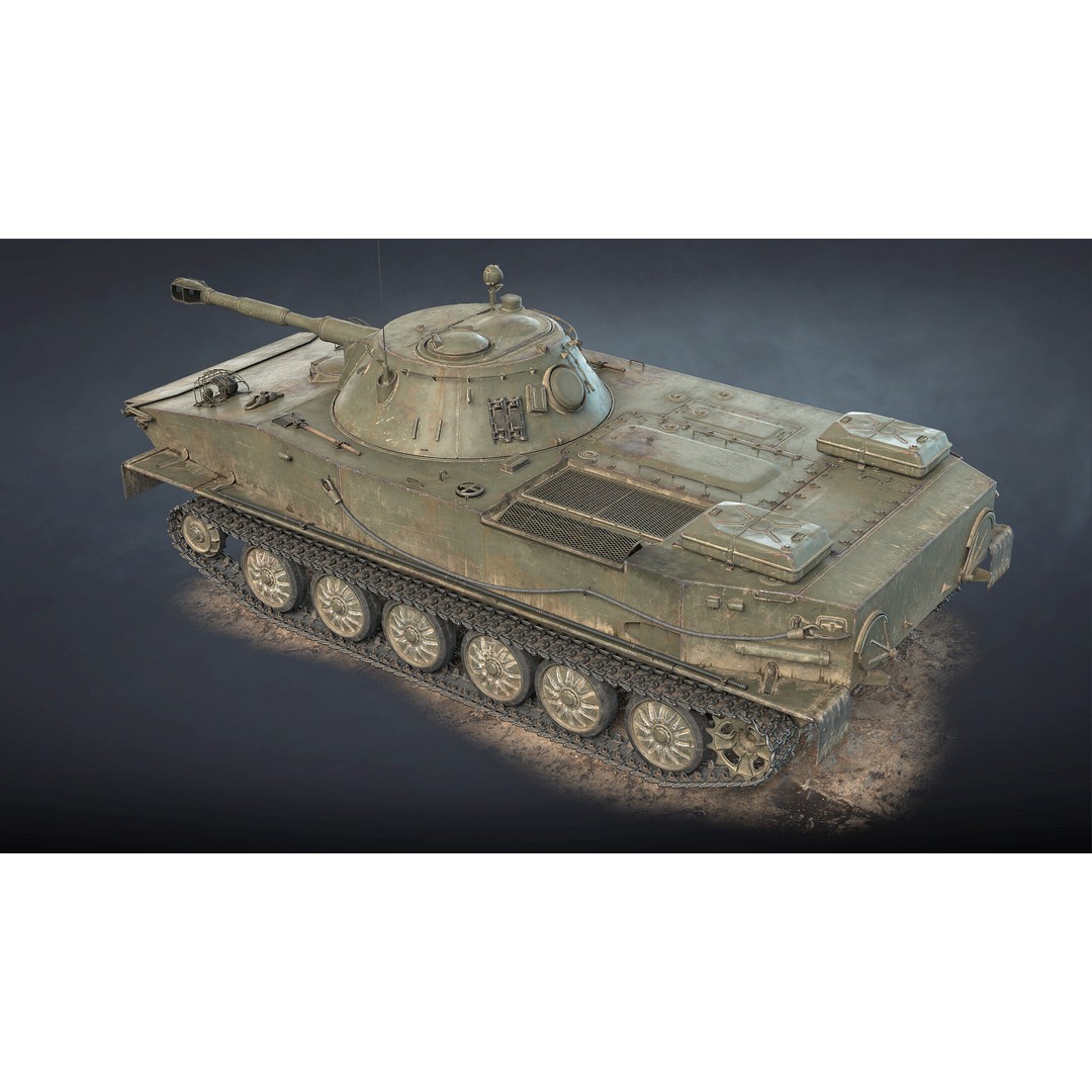 PT-76B Tank & BTR-50PK 3D Model – Low Poly Game Ready Military Vehicles - View 7