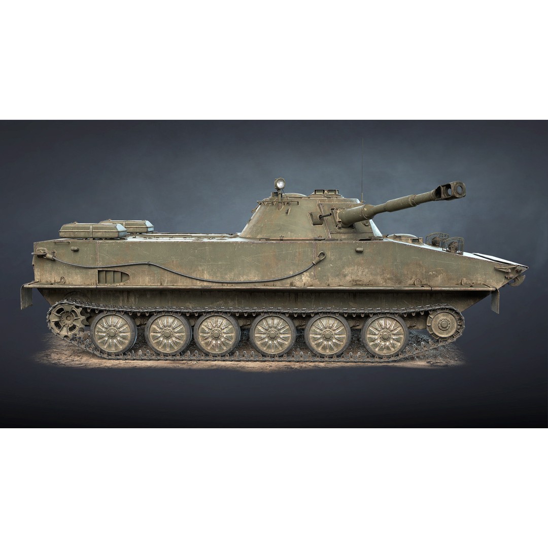 PT-76B Tank & BTR-50PK 3D Model – Low Poly Game Ready Military Vehicles - View 8
