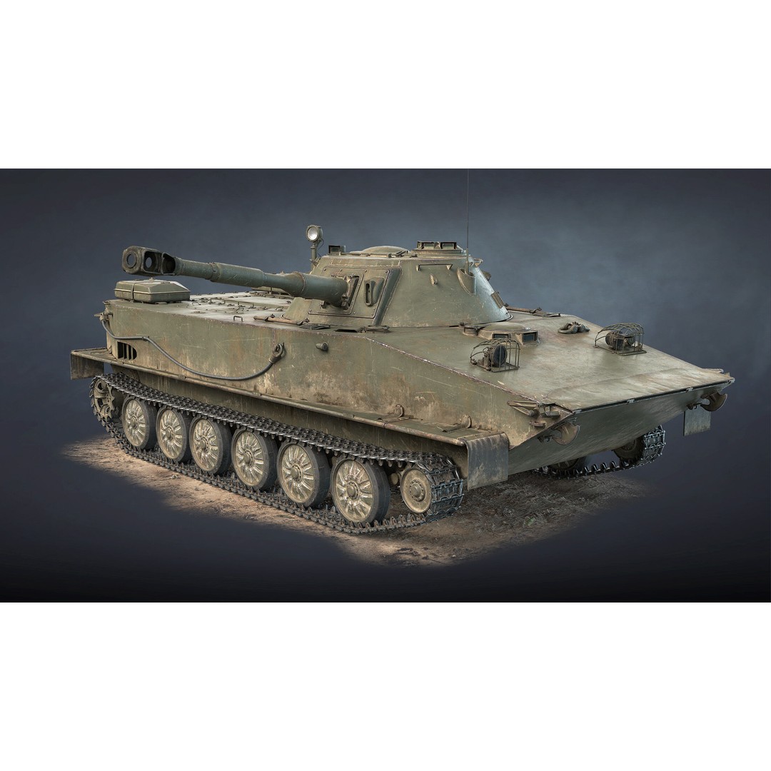 PT-76B Tank & BTR-50PK 3D Model – Low Poly Game Ready Military Vehicles - View 9