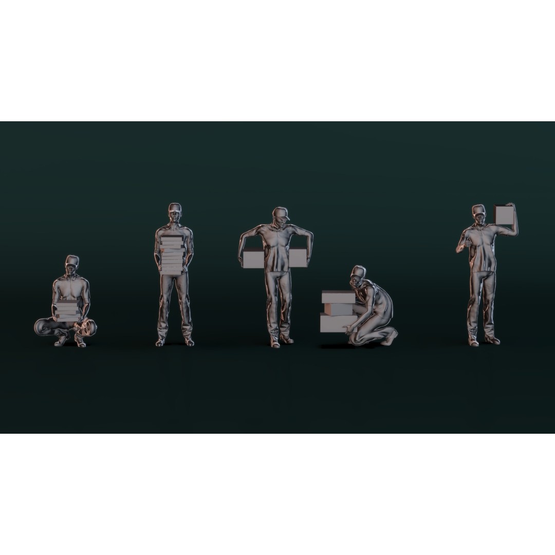 Delivery Man 3D Model – Character Pose Collection for Printing - View 10