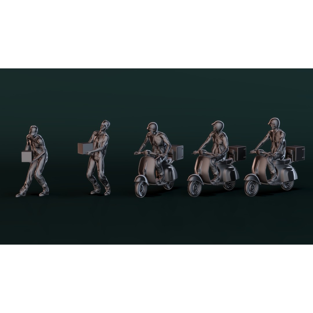 Delivery Man 3D Model – Character Pose Collection for Printing - View 12
