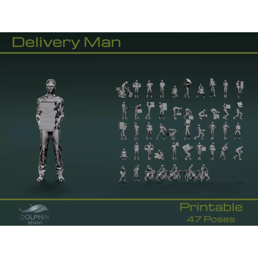 Delivery Man 3D Model – Character Pose Collection for Printing - View 2
