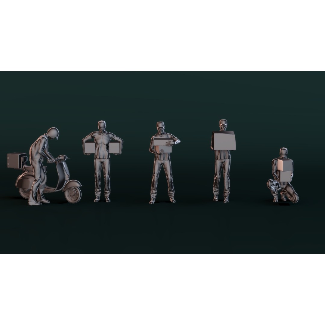 Delivery Man 3D Model – Character Pose Collection for Printing - View 4