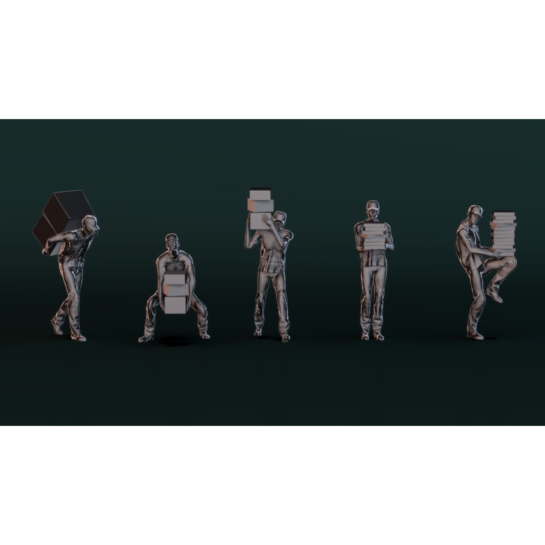 Delivery Man 3D Model – Character Pose Collection for Printing - View 5