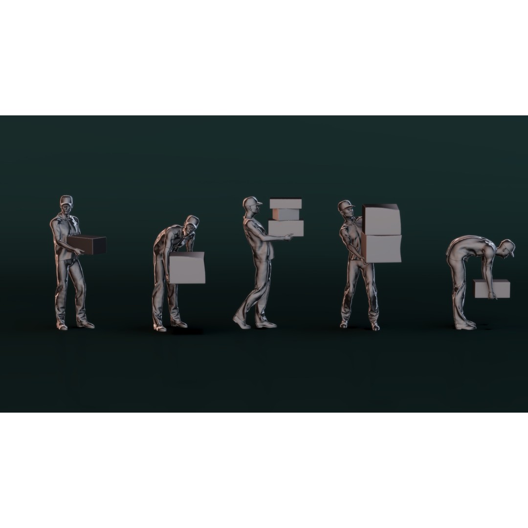 Delivery Man 3D Model – Character Pose Collection for Printing - View 6