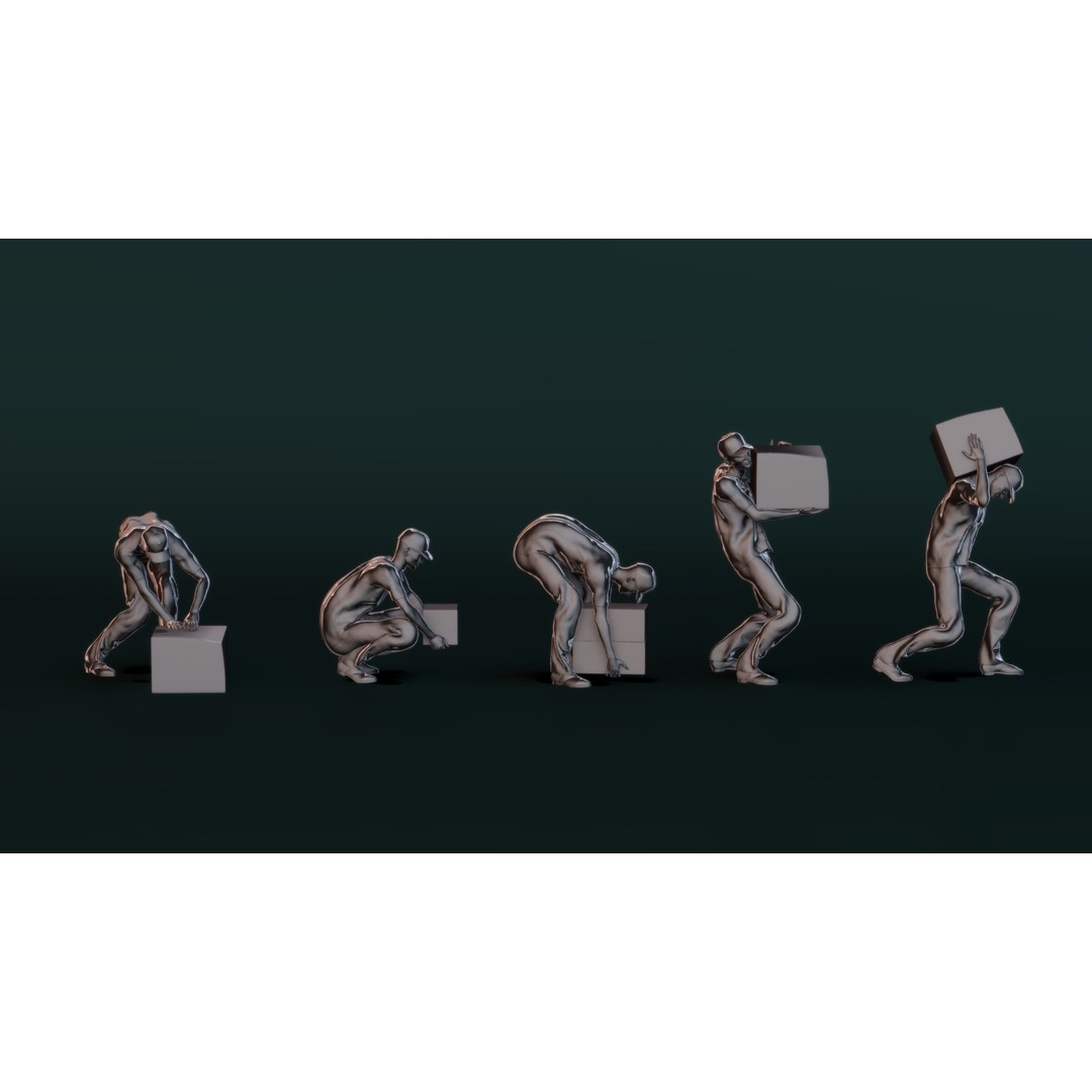 Delivery Man 3D Model – Character Pose Collection for Printing - View 7