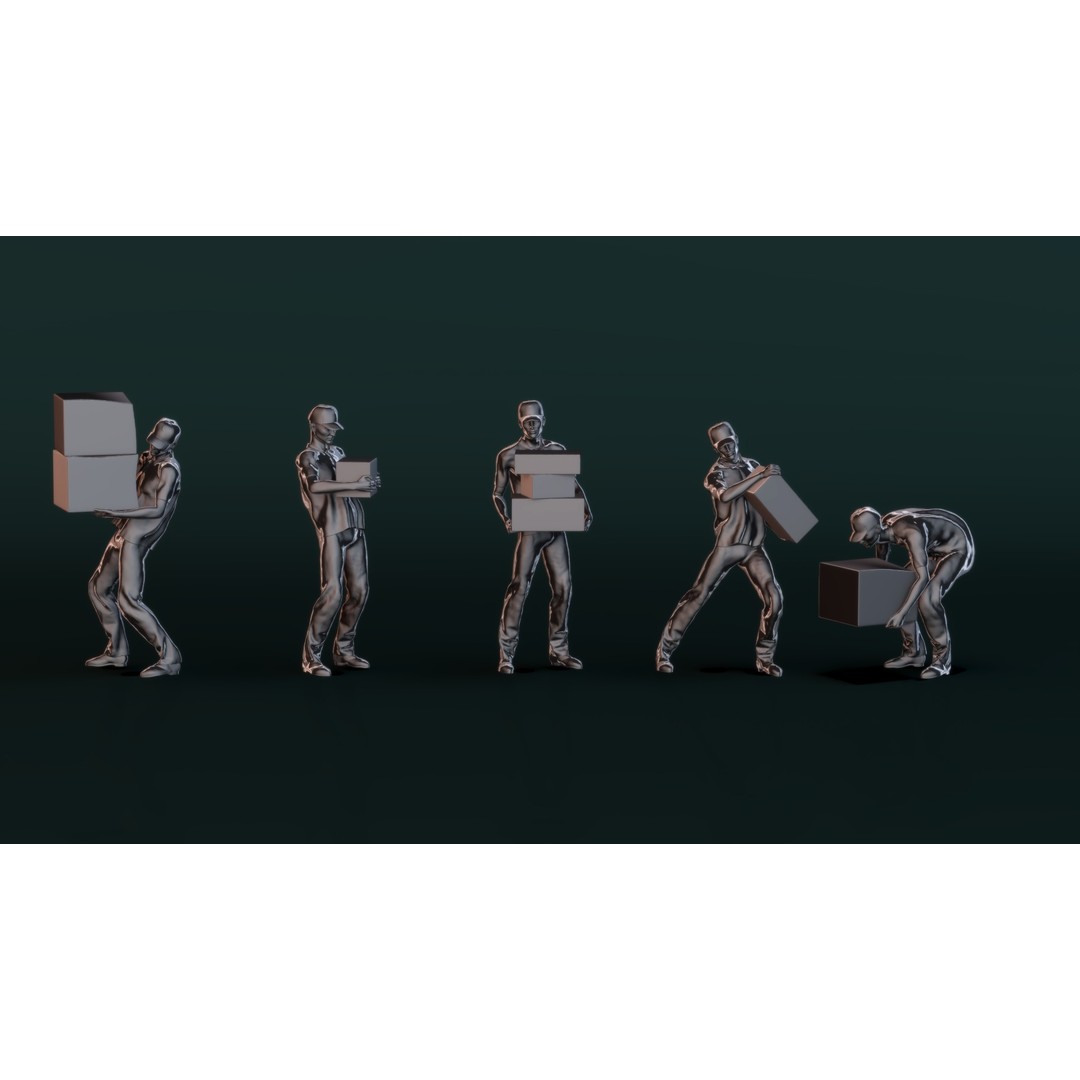 Delivery Man 3D Model – Character Pose Collection for Printing - View 8