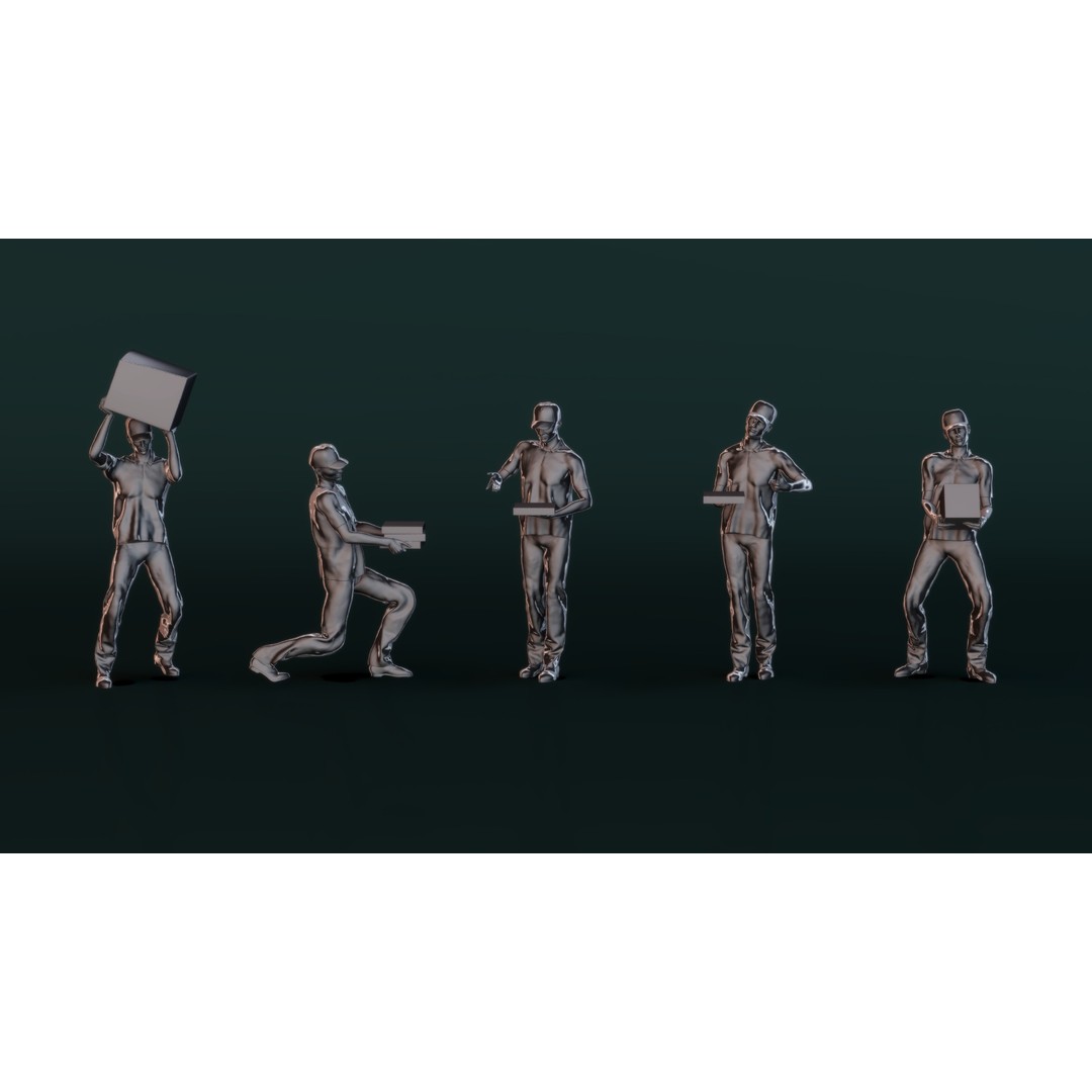 Delivery Man 3D Model – Character Pose Collection for Printing - View 9