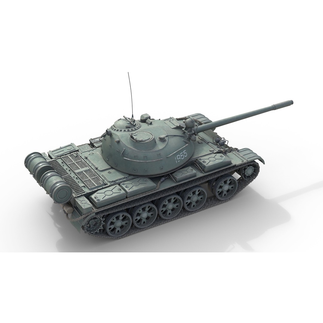 T 55 Main Battle Tank 3D Model – Low Poly Military Vehicle, FBX - View 3
