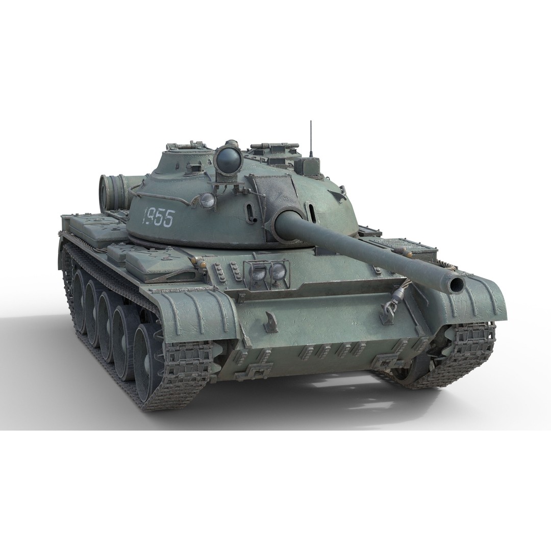 T 55 Main Battle Tank 3D Model – Low Poly Military Vehicle, FBX - View 4