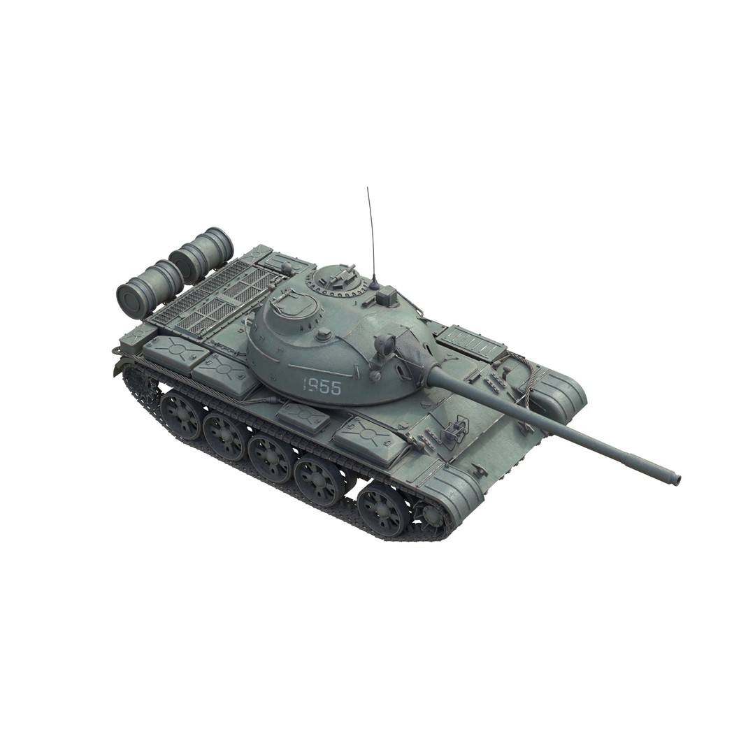 T 55 Main Battle Tank 3D Model – Low Poly Military Vehicle, FBX - View 5