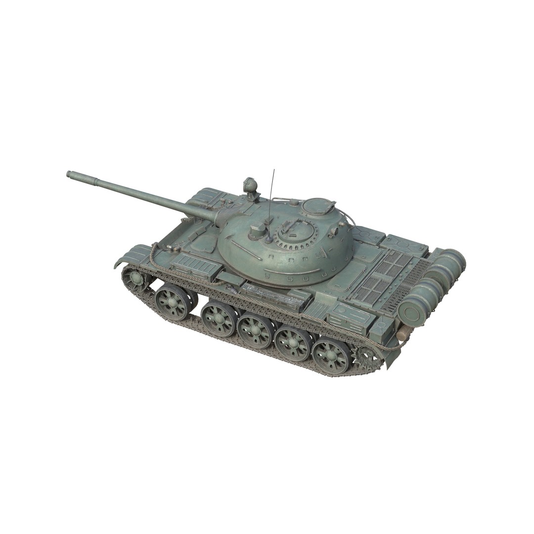 T 55 Main Battle Tank 3D Model – Low Poly Military Vehicle, FBX - View 6