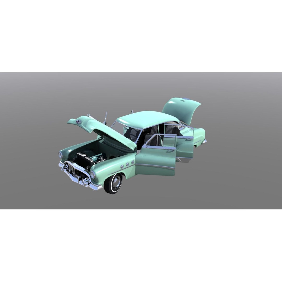 1951 Buick Super 3D Model – Classic Car Asset, FBX, Rigged - View 23