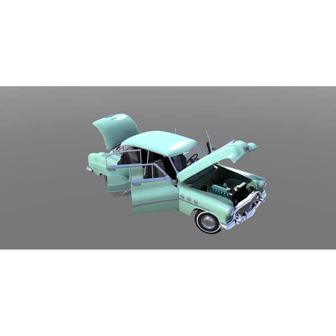 1951 Buick Super 3D Model – Classic Car Asset, FBX, Rigged - View 24
