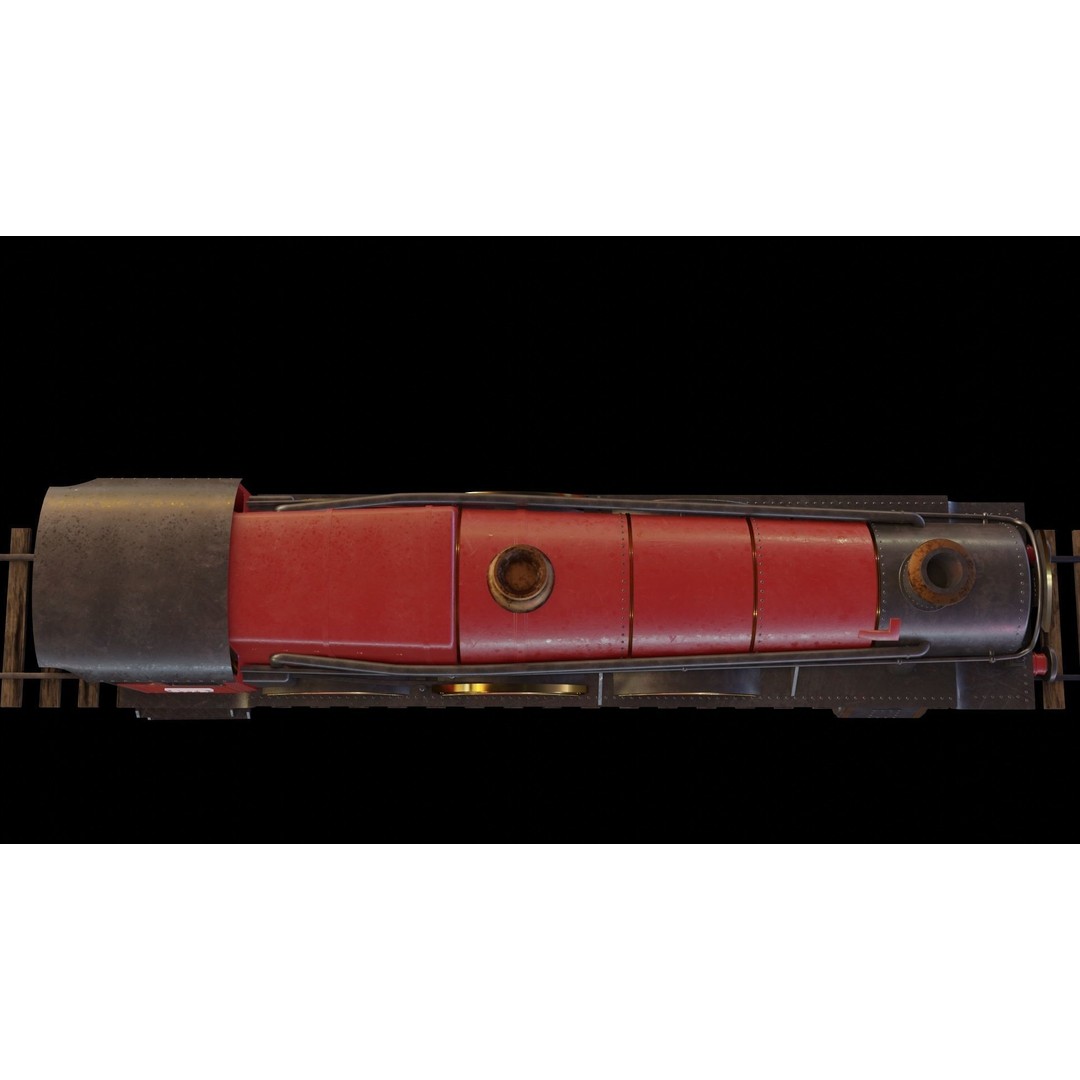 GWR 4900 Class 5972 Olton Hall 3D Model – Low Poly Rigged Game Asset, FBX - View 12
