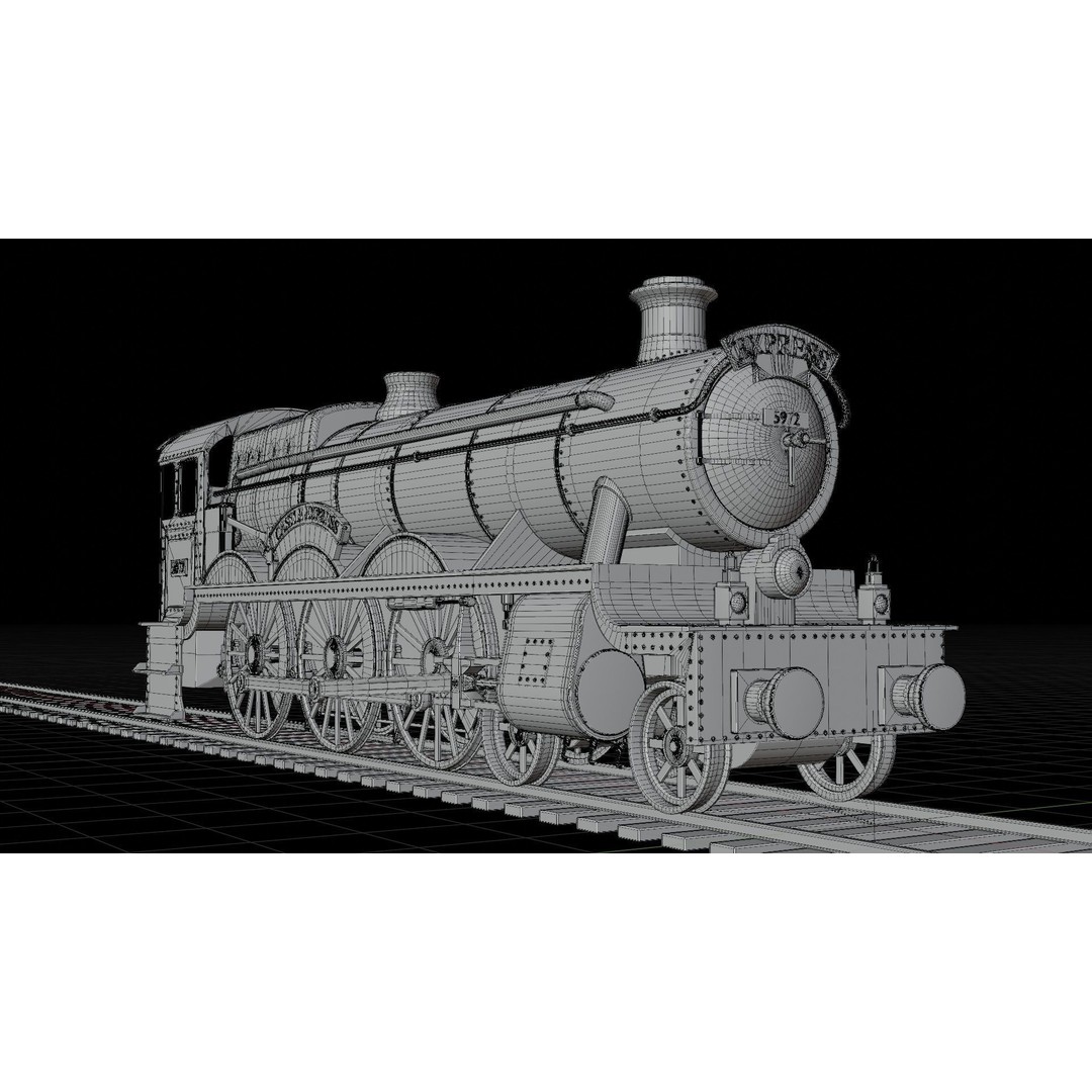 GWR 4900 Class 5972 Olton Hall 3D Model – Low Poly Rigged Game Asset, FBX - View 13