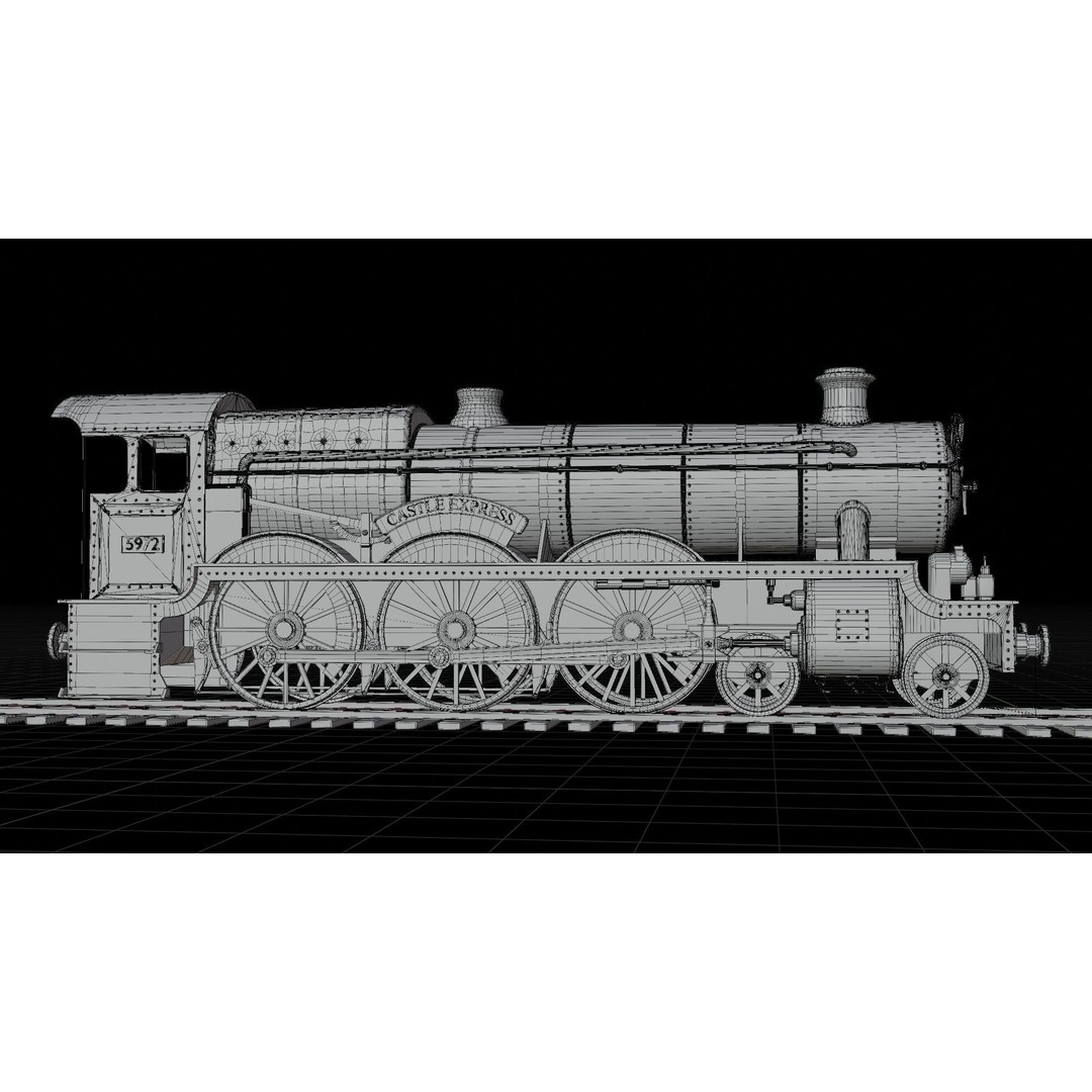 GWR 4900 Class 5972 Olton Hall 3D Model – Low Poly Rigged Game Asset, FBX - View 14