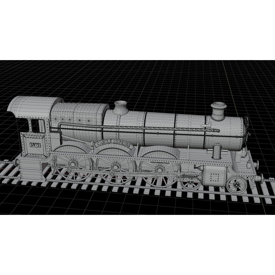 GWR 4900 Class 5972 Olton Hall 3D Model – Low Poly Rigged Game Asset, FBX - View 15
