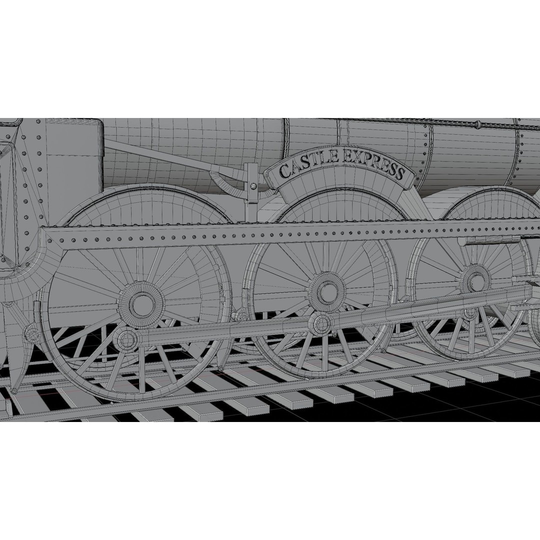 GWR 4900 Class 5972 Olton Hall 3D Model – Low Poly Rigged Game Asset, FBX - View 16