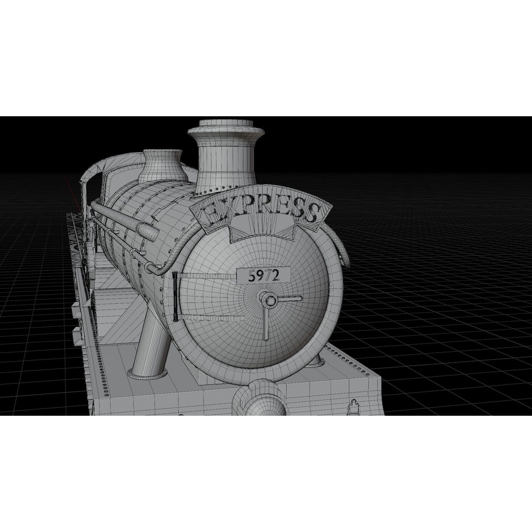 GWR 4900 Class 5972 Olton Hall 3D Model – Low Poly Rigged Game Asset, FBX - View 19
