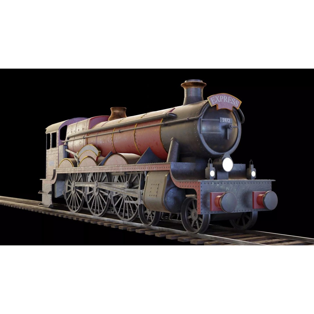 GWR 4900 Class 5972 Olton Hall 3D Model – Low Poly Rigged Game Asset, FBX - View 2