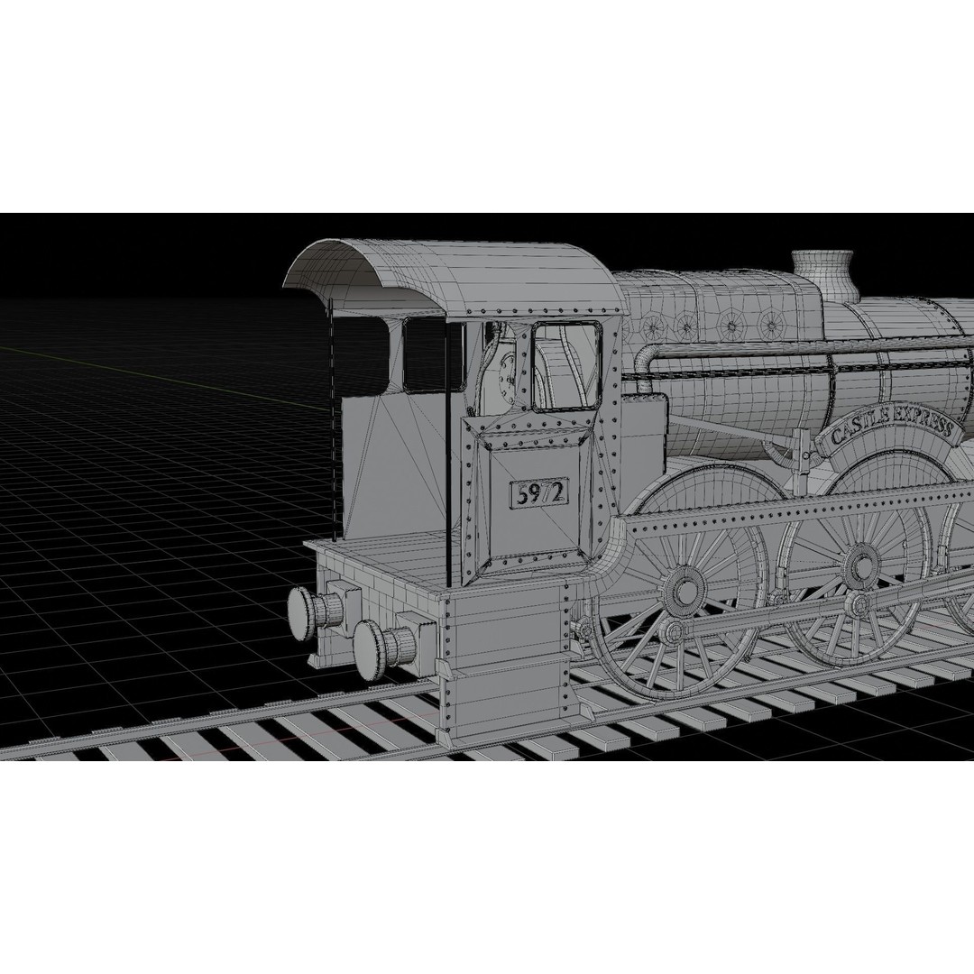 GWR 4900 Class 5972 Olton Hall 3D Model – Low Poly Rigged Game Asset, FBX - View 20