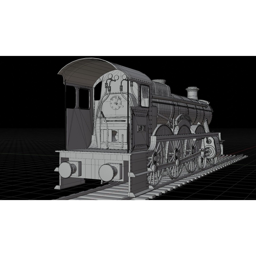 GWR 4900 Class 5972 Olton Hall 3D Model – Low Poly Rigged Game Asset, FBX - View 22