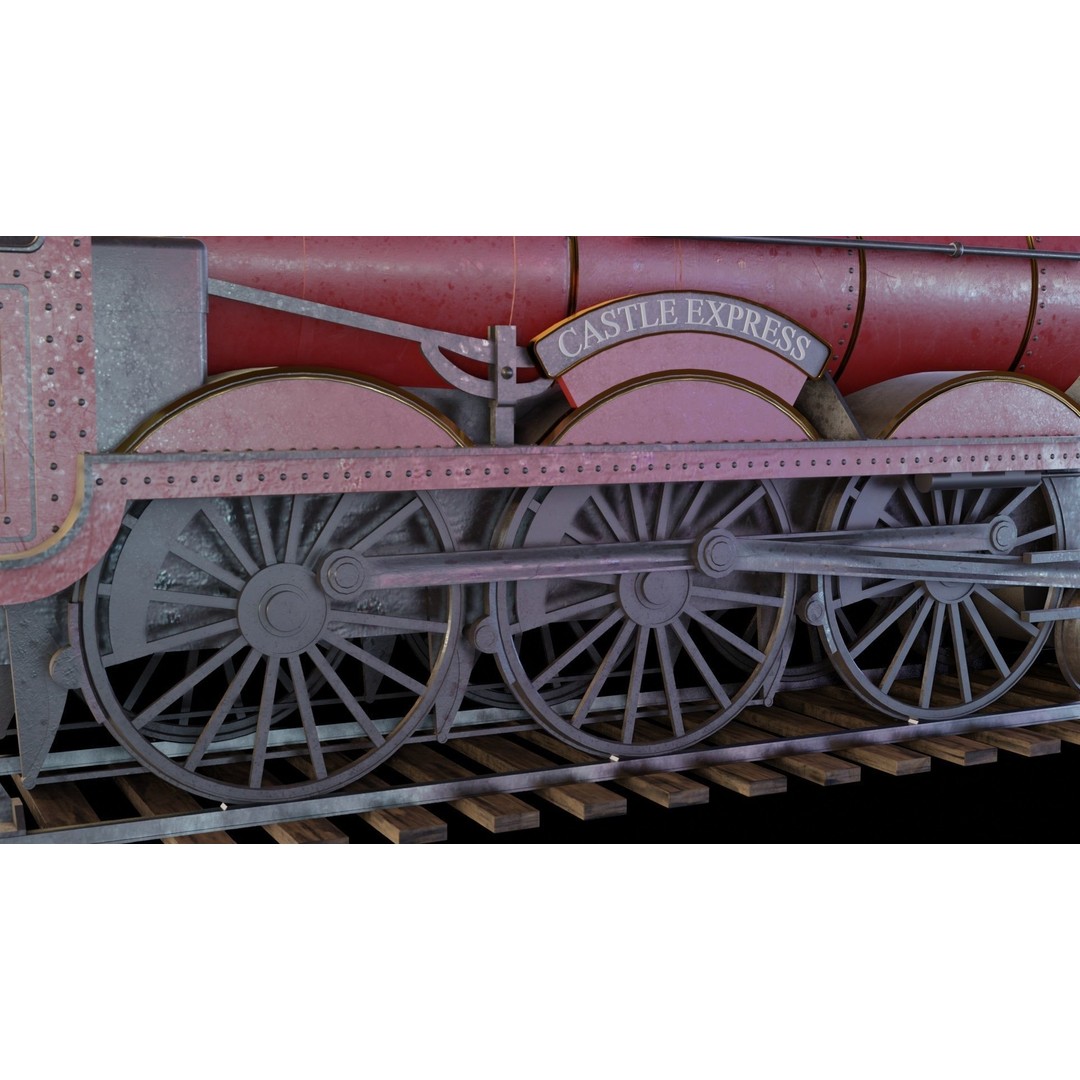 GWR 4900 Class 5972 Olton Hall 3D Model – Low Poly Rigged Game Asset, FBX - View 5