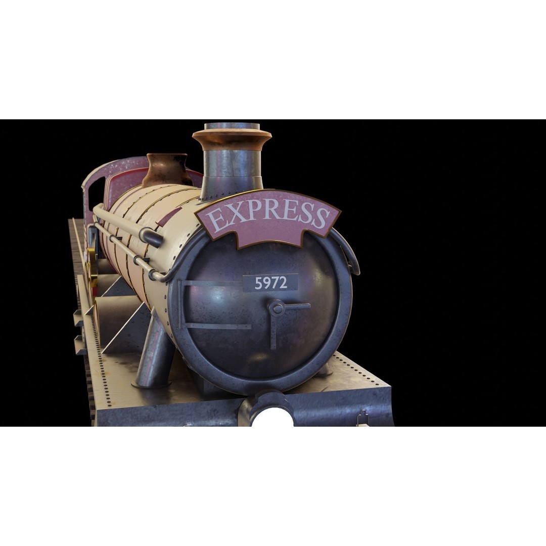 GWR 4900 Class 5972 Olton Hall 3D Model – Low Poly Rigged Game Asset, FBX - View 8