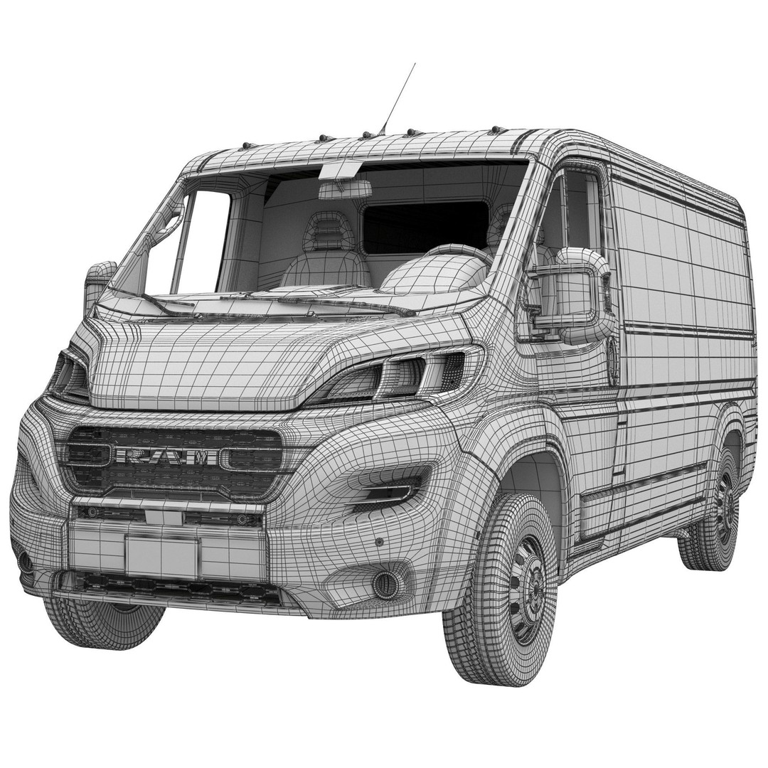 2024 Ram ProMaster 1500 Cargo Van 3D Model – Low Roof, FBX, Game Ready - View 17