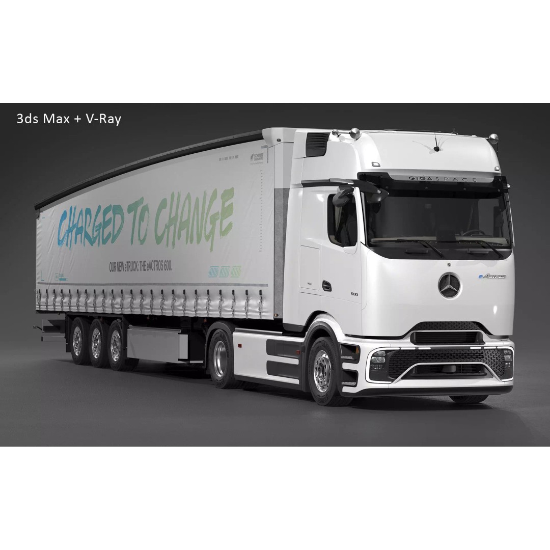 2025 Mercedes-Benz eActros 600 GigaSpace 3D Model – High Poly Truck Asset, FBX - View 27