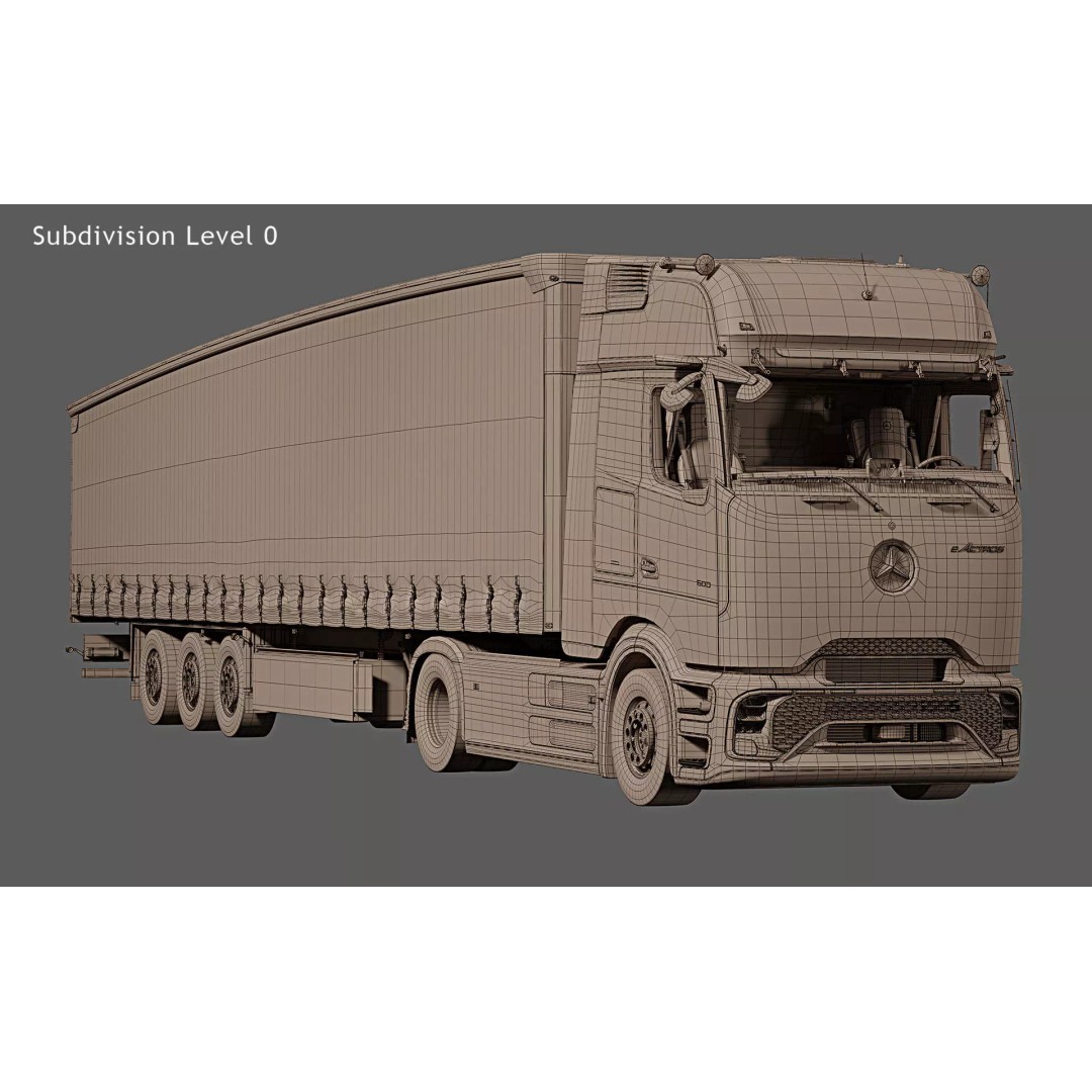 2025 Mercedes-Benz eActros 600 GigaSpace 3D Model – High Poly Truck Asset, FBX - View 28