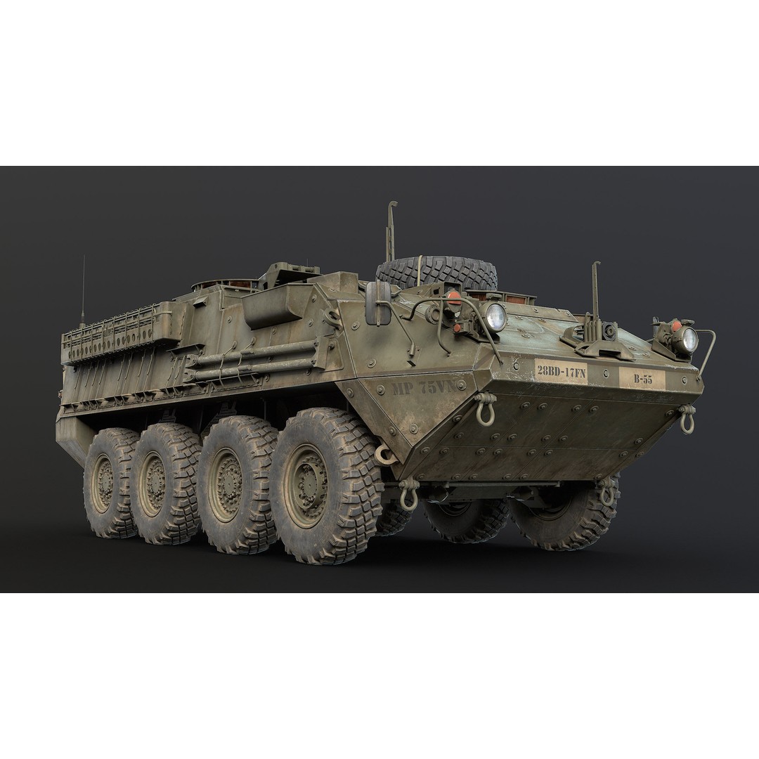 M1126 Stryker 3D Model – Low Poly Game Ready Vehicle, FBX, OBJ - View 10