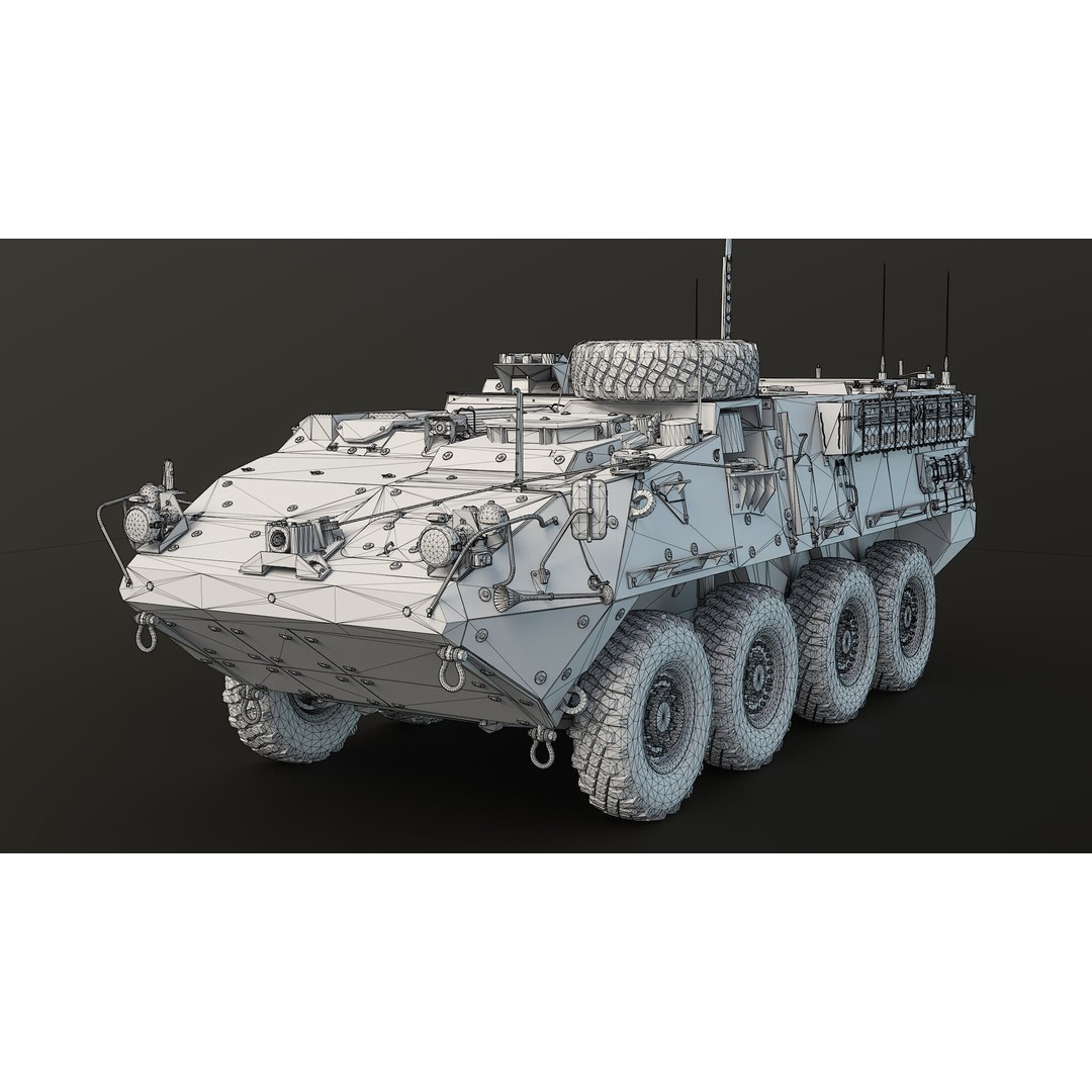 M1126 Stryker 3D Model – Low Poly Game Ready Vehicle, FBX, OBJ - View 13