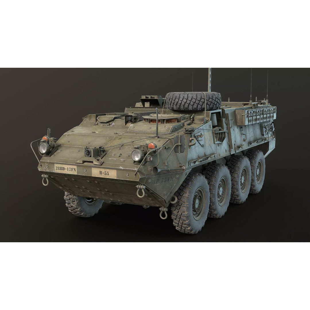 M1126 Stryker 3D Model – Low Poly Game Ready Vehicle, FBX, OBJ - View 2