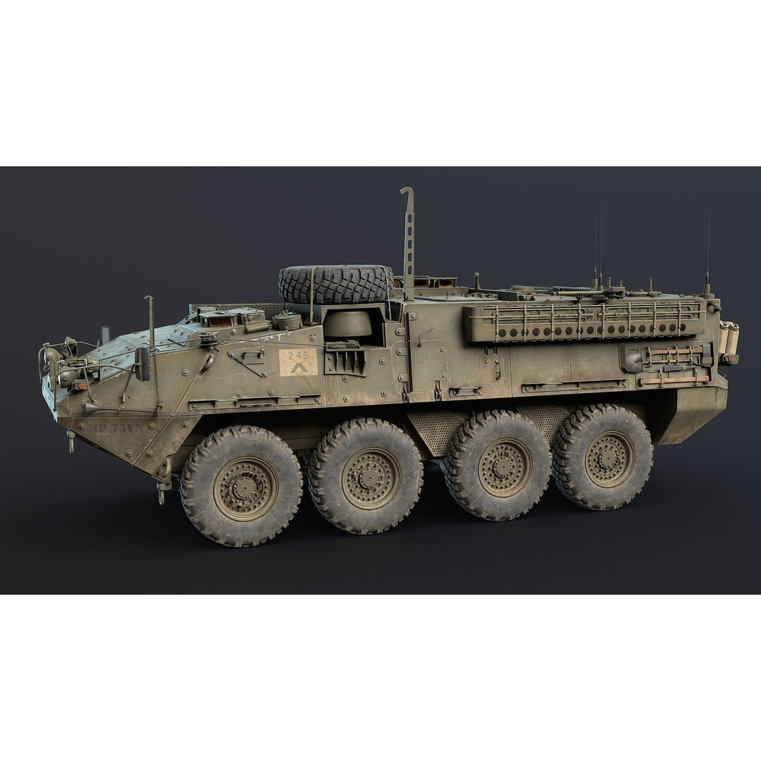 M1126 Stryker 3D Model – Low Poly Game Ready Vehicle, FBX, OBJ - View 5