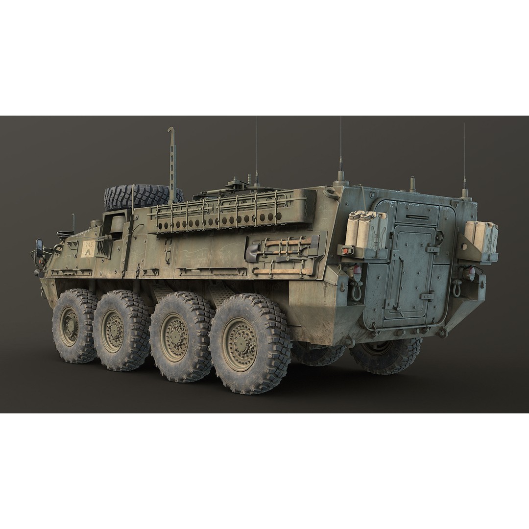 M1126 Stryker 3D Model – Low Poly Game Ready Vehicle, FBX, OBJ - View 6