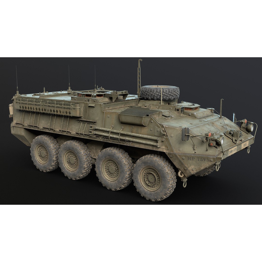 M1126 Stryker 3D Model – Low Poly Game Ready Vehicle, FBX, OBJ - View 9