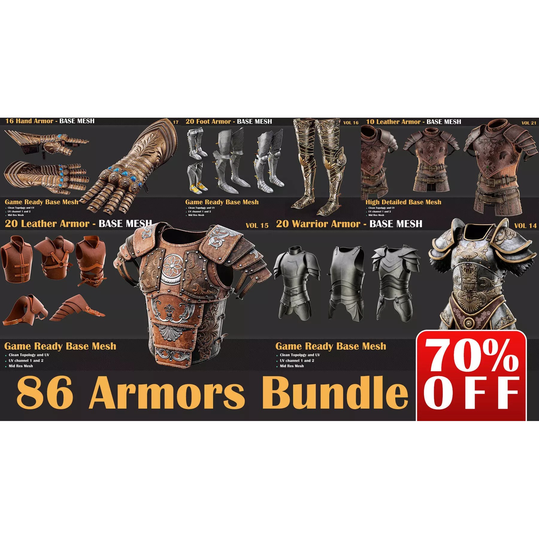 Warrior Armor - Game-Ready 3D Model Bundle - View 2