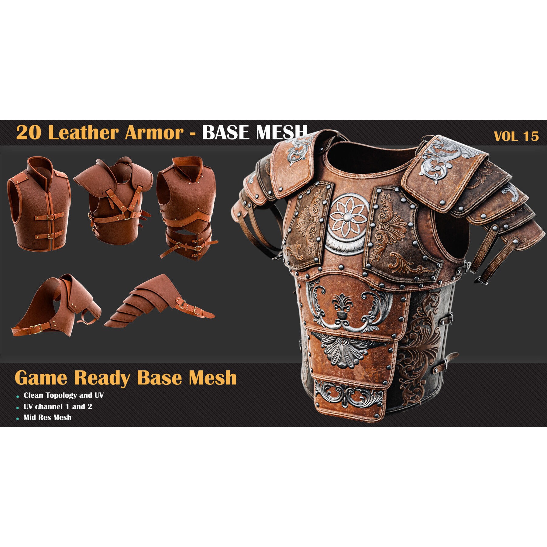 Warrior Armor - Game-Ready 3D Model Bundle - View 3