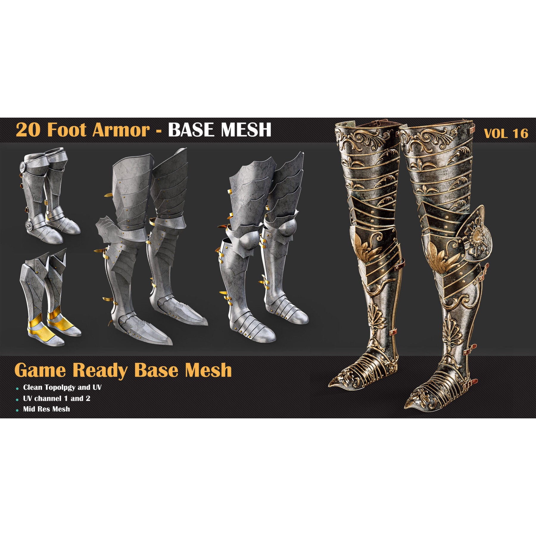 Warrior Armor - Game-Ready 3D Model Bundle - View 4