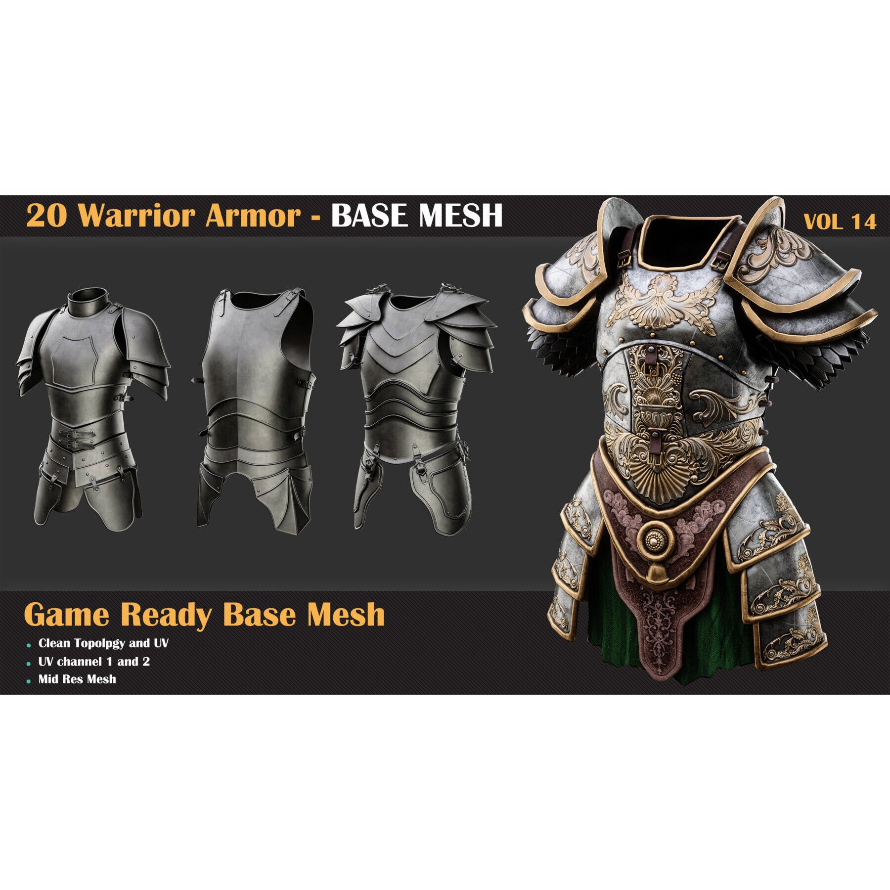 Warrior Armor - Game-Ready 3D Model Bundle - View 5