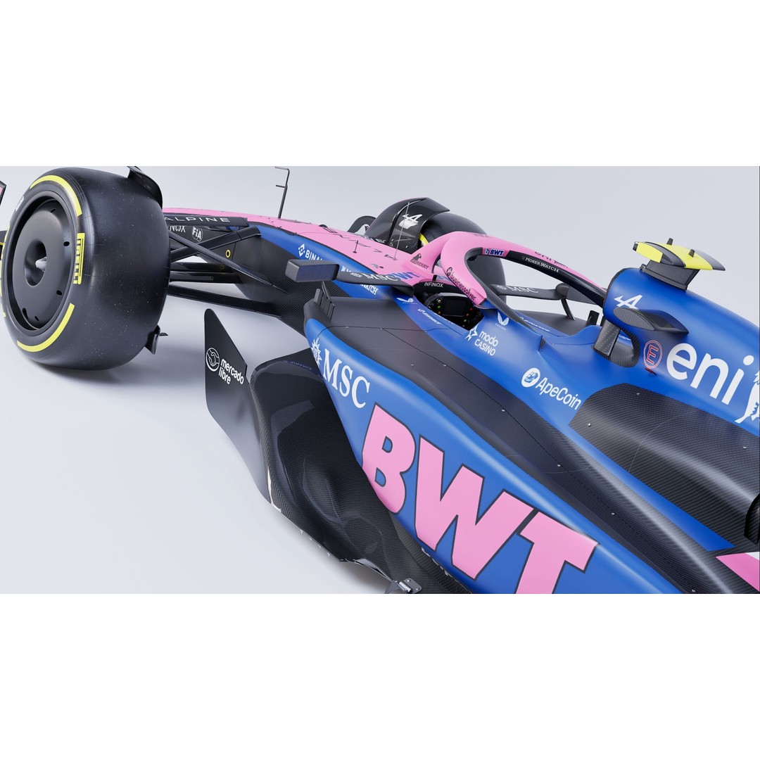 Alpine A525 Formula 1 Race Car 3D Model – Low Poly Game Asset, FBX - View 10