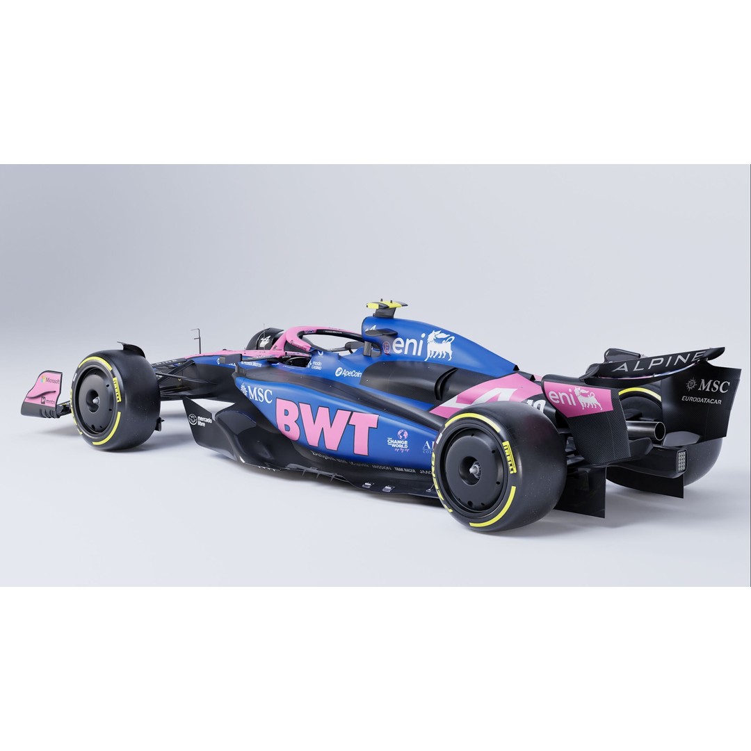 Alpine A525 Formula 1 Race Car 3D Model – Low Poly Game Asset, FBX - View 12